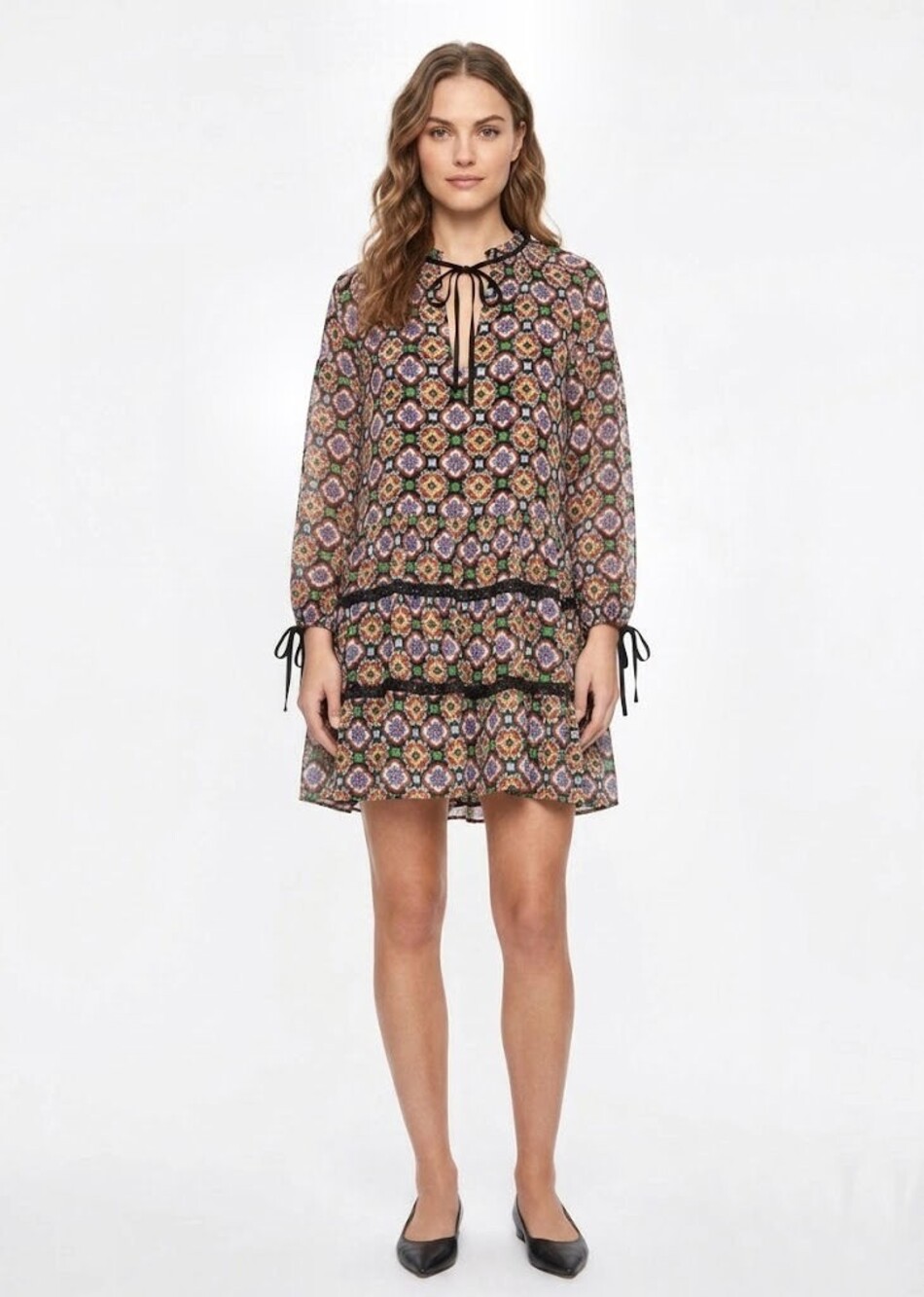 Alice + Olivia Mosaic Kaleidoscope Print Boho Mini Dress, Womens Size Small